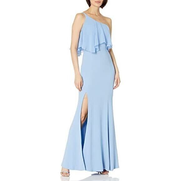 Dress the Population Bridal Gown Blue Cold Shoulder Dress Womens Size Large NWOT - Picture 1 of 11